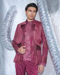 Red wave tuxedo ind-western neo