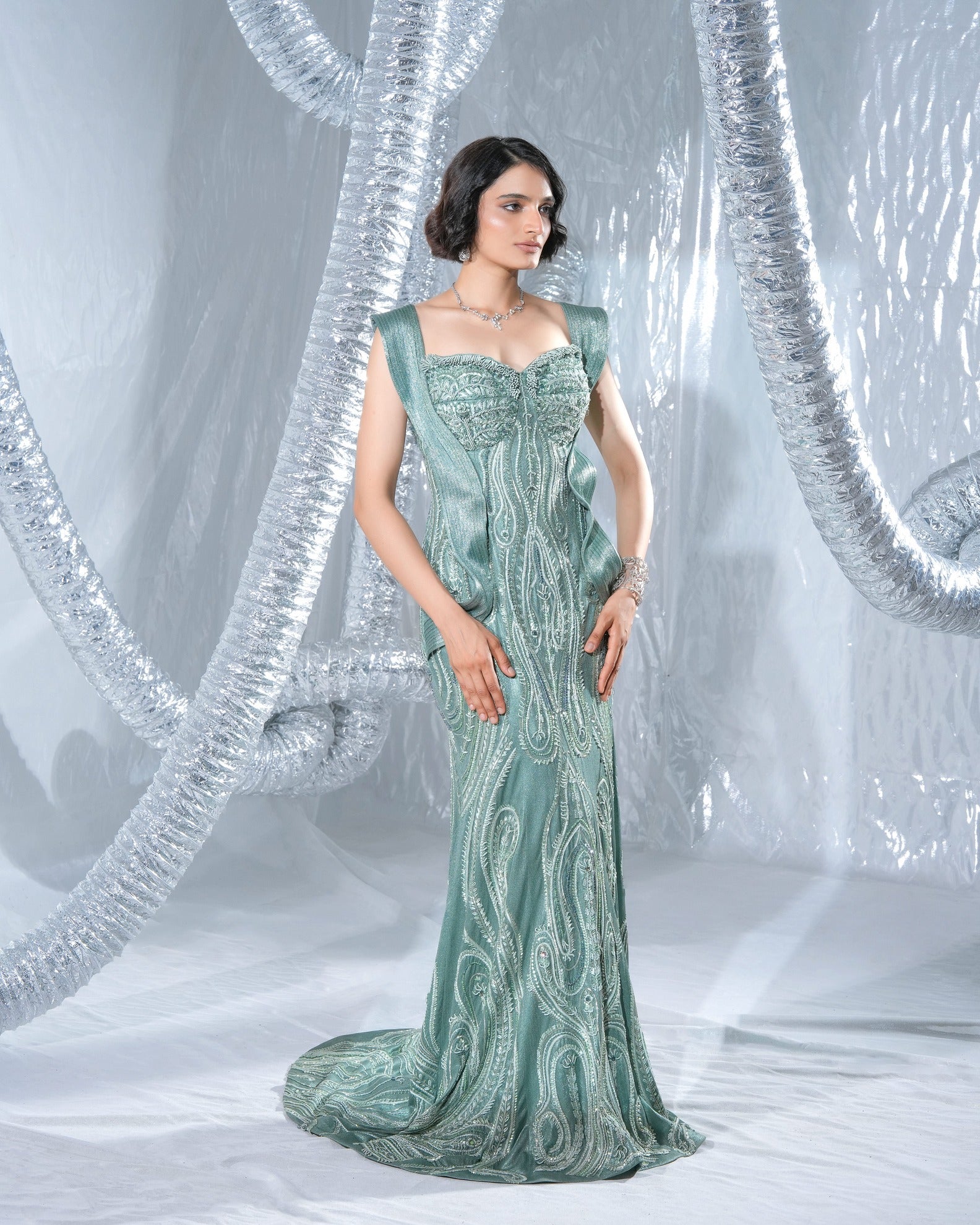 Ethno Sage Green  Neo Gown