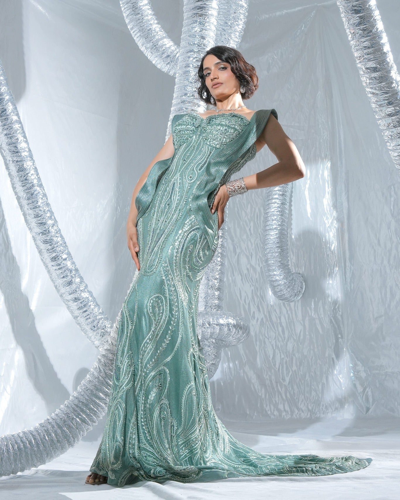 Ethno Sage Green  Neo Gown