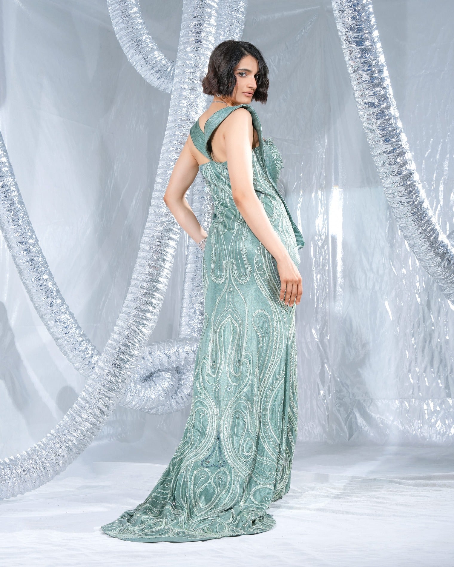 Ethno Sage Green  Neo Gown