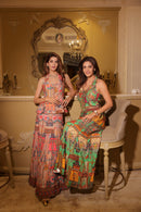 Halter neck jacket with fish cut lehenga