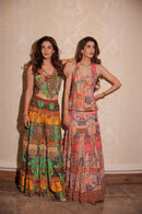 Halter neck jacket with fish cut lehenga