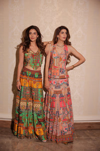 Halter neck jacket with fish cut lehenga