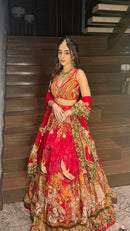 Red printed Swayam lehenga set