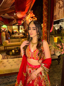 Red printed Swayam lehenga set
