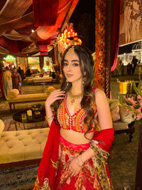 Red printed Swayam lehenga set