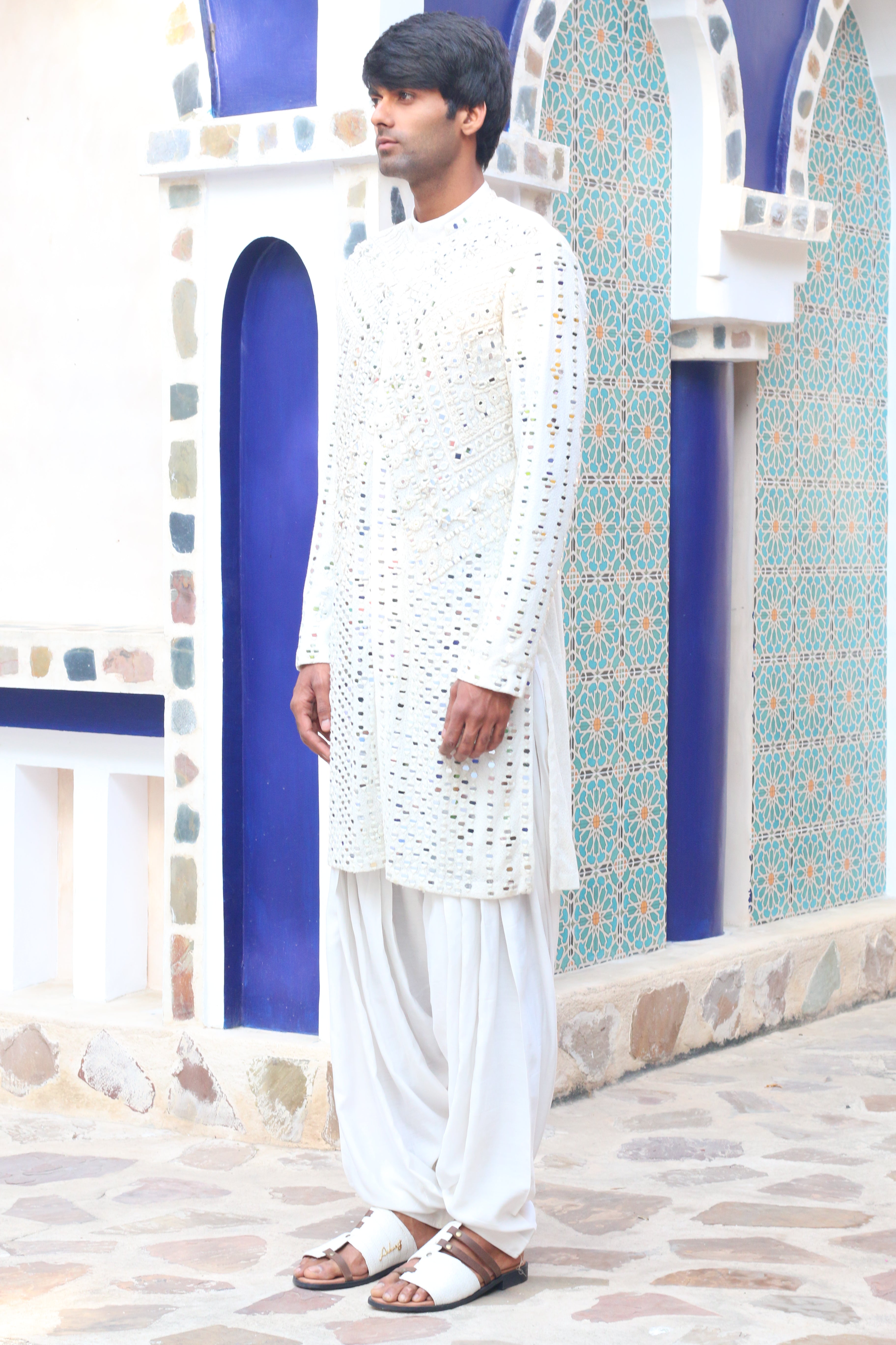 IVORY MIRROR KURTA WITH SALWAR