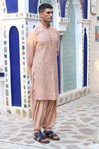 BURNT PEACH MIRROR KURTA WITH SALWAR