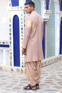 BURNT PEACH MIRROR KURTA WITH SALWAR