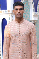 BURNT PEACH MIRROR KURTA WITH SALWAR