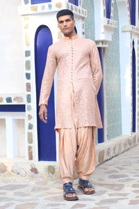 BURNT PEACH MIRROR KURTA WITH SALWAR