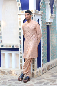 BURNT PEACH MIRROR KURTA WITH SALWAR