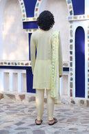 LEMON YELLOW MIRROR KURTA WITH MIRRORED STAWL AND PANTS