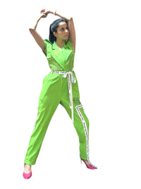 KELLY GREEN DROP SLEEVE JUMSUIT WITH POCKETS