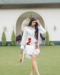 Asymmetric White Shirt Dress