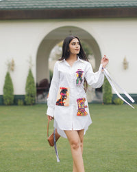 Asymmetric White Shirt Dress