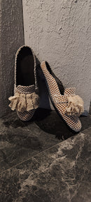 Ivory beige crochet mules