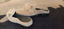 Ivory beige crochet mules