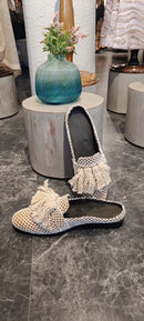 Ivory beige crochet mules