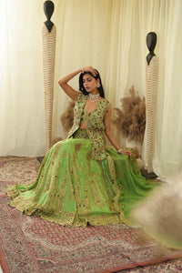 Open Jacket cal top , embroidered Lehenga set