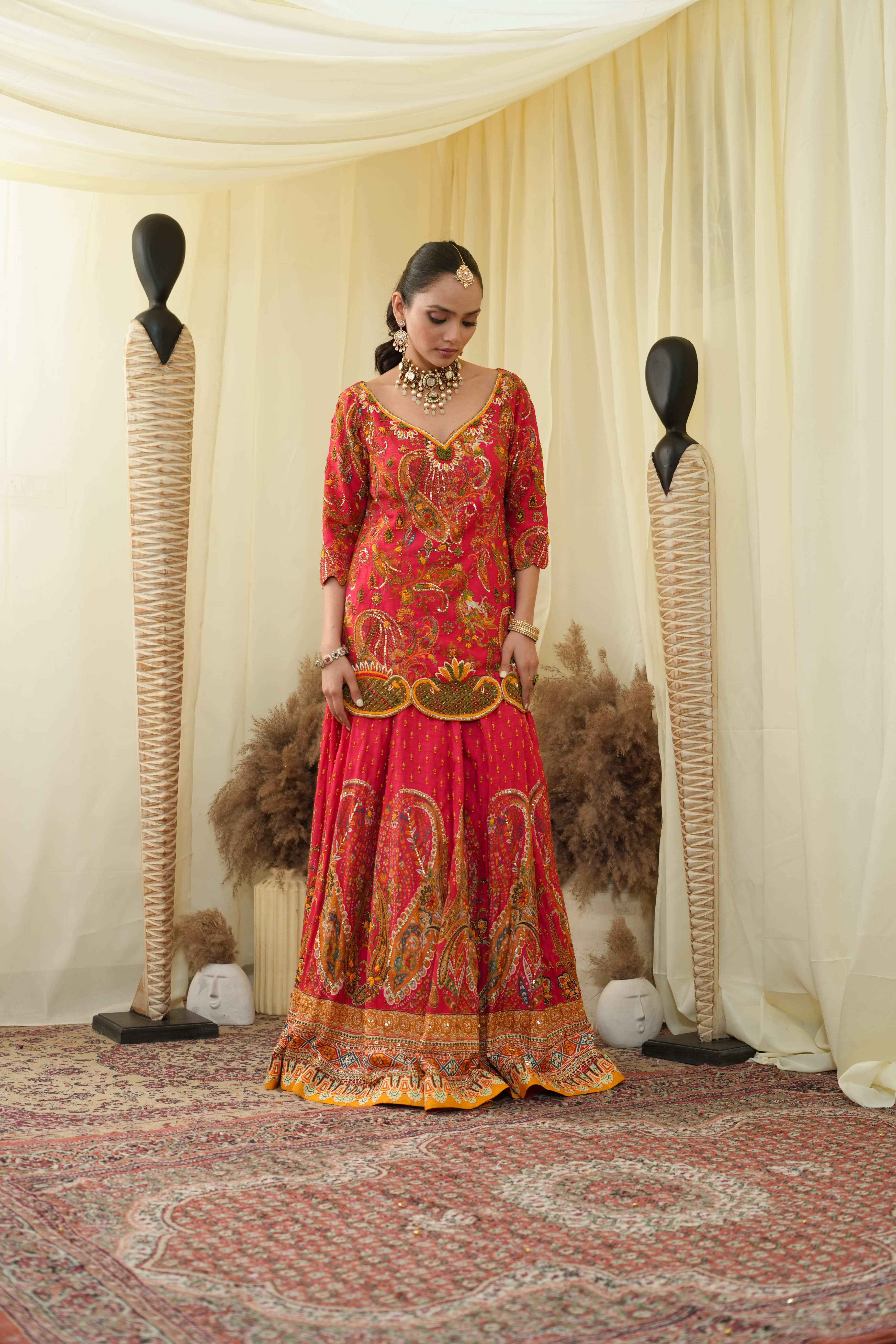 Rouge kurti lehenga