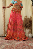 Tasseled scallop top , embroidered Lehenga set