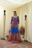 Corset blue bodice with embroided lehanga and dupatta