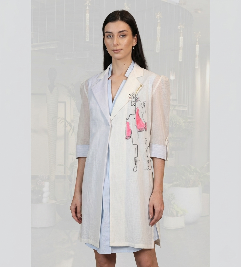 Overlay hand painted with shirt dress ( street wear | Resort wear )