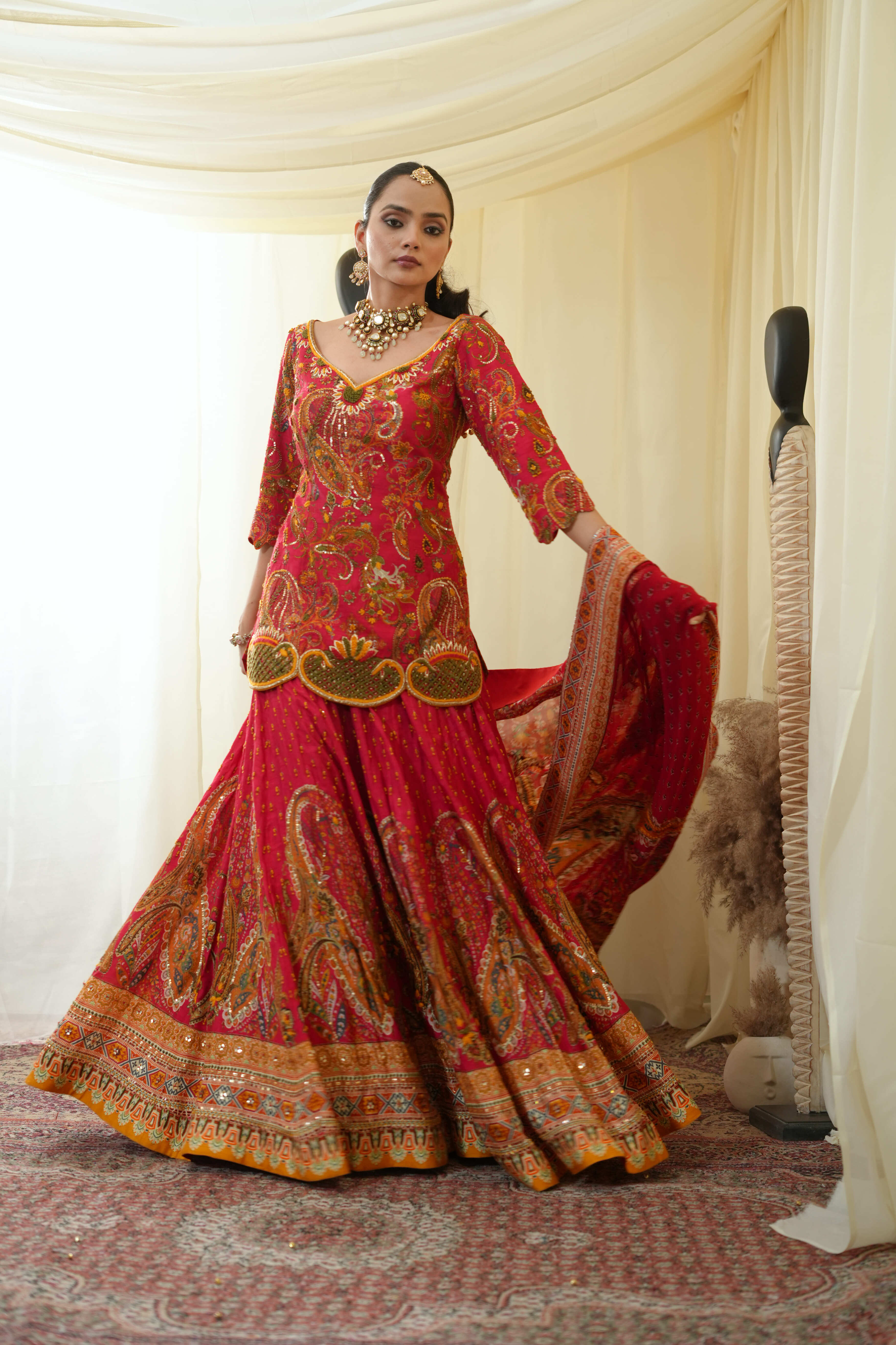 Rouge kurti lehenga