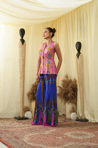 TAVASYAH embroidered sharara kalied pants with jacket blouse