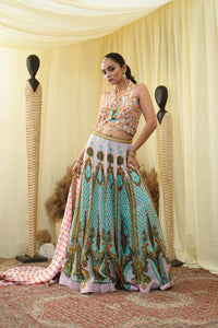 Gota embroided crop top , embroidered Lehenga set and dupatta