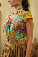Crushed wrinkled lehanga with embroded bodice