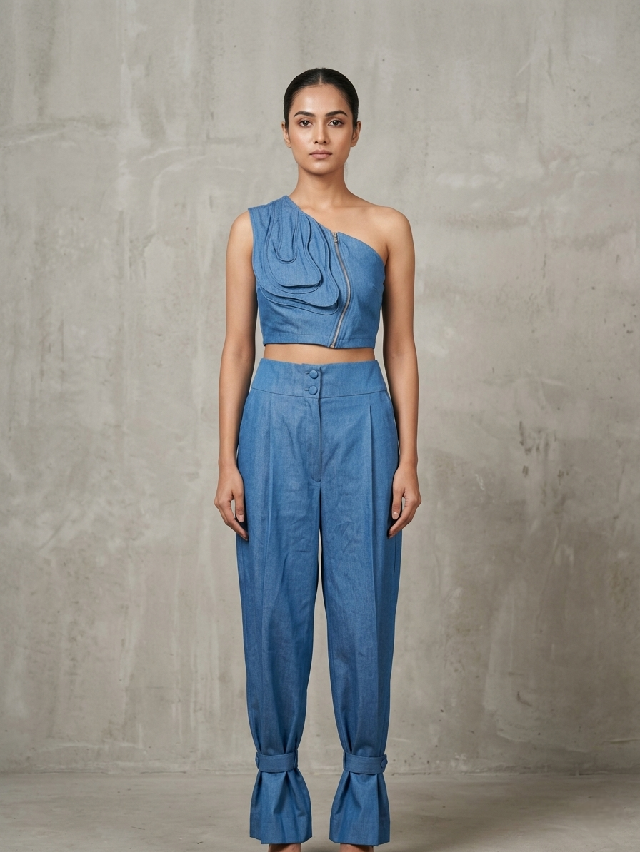 Co-ord wired mesh top with ballon strap pants  ( street wear | Resort wear )