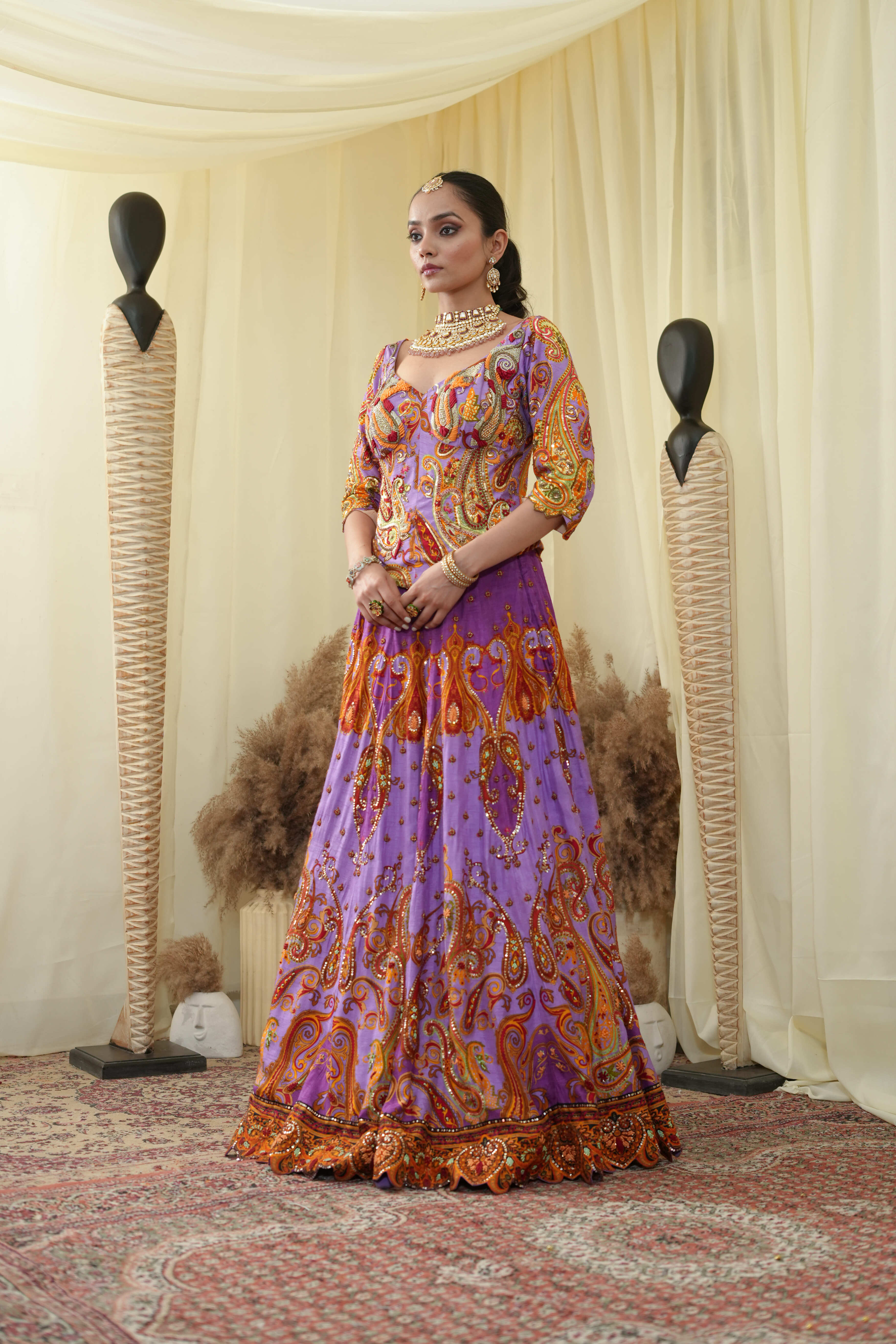 Jacket cal top , embroidered Lehenga set
