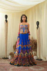 Corset blue with lehanga