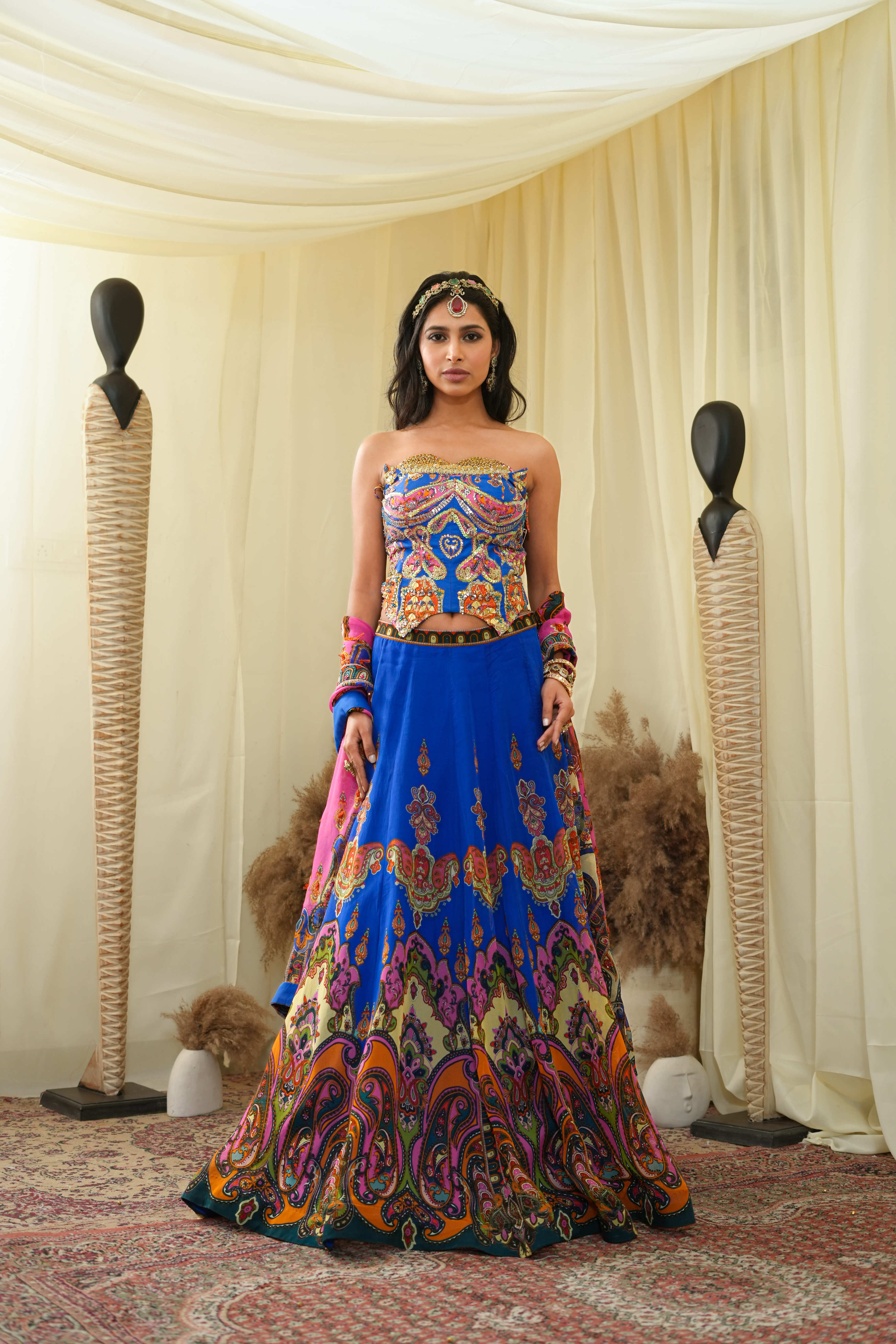 Corset blue with lehanga