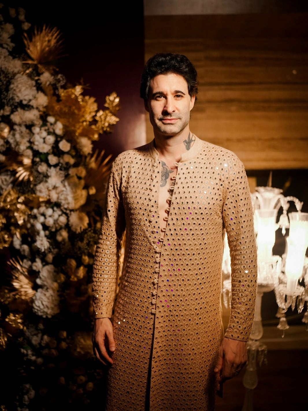 Daniel Weber BURNT PEACH MIRROR KURTA set