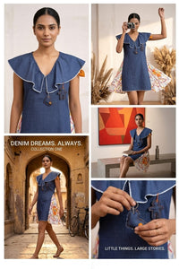 Mid dress crown denim cotton  ( street wear | Resort wear )