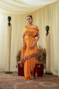 Isdus jaune asymmetrical kaaftan