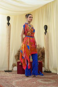 Isdus bleu asymmetrical kaaftan