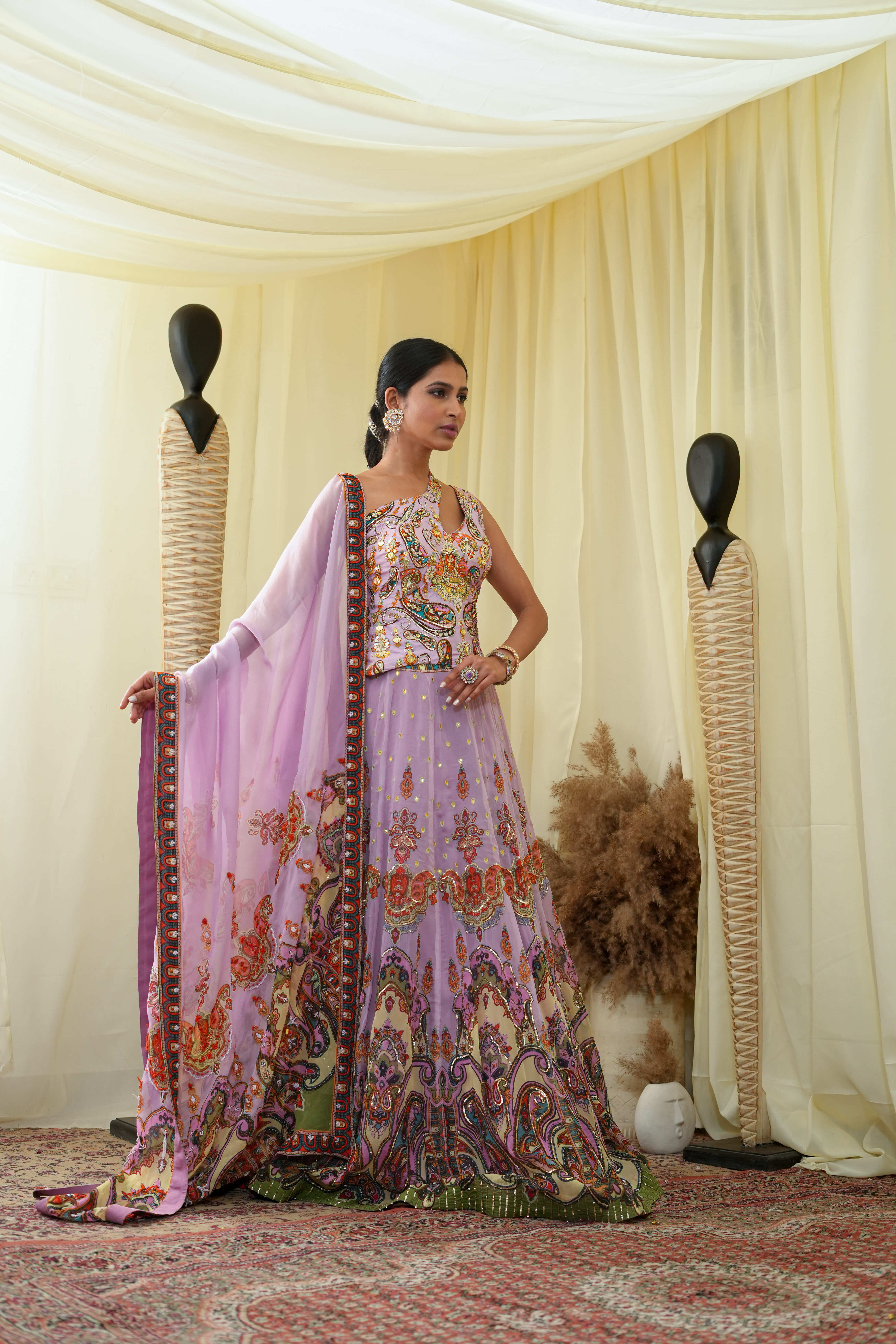 Gota embroided corset top , embroidered Lehenga set and dupatta
