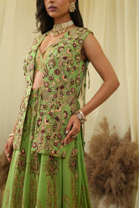 Open Jacket cal top , embroidered Lehenga set