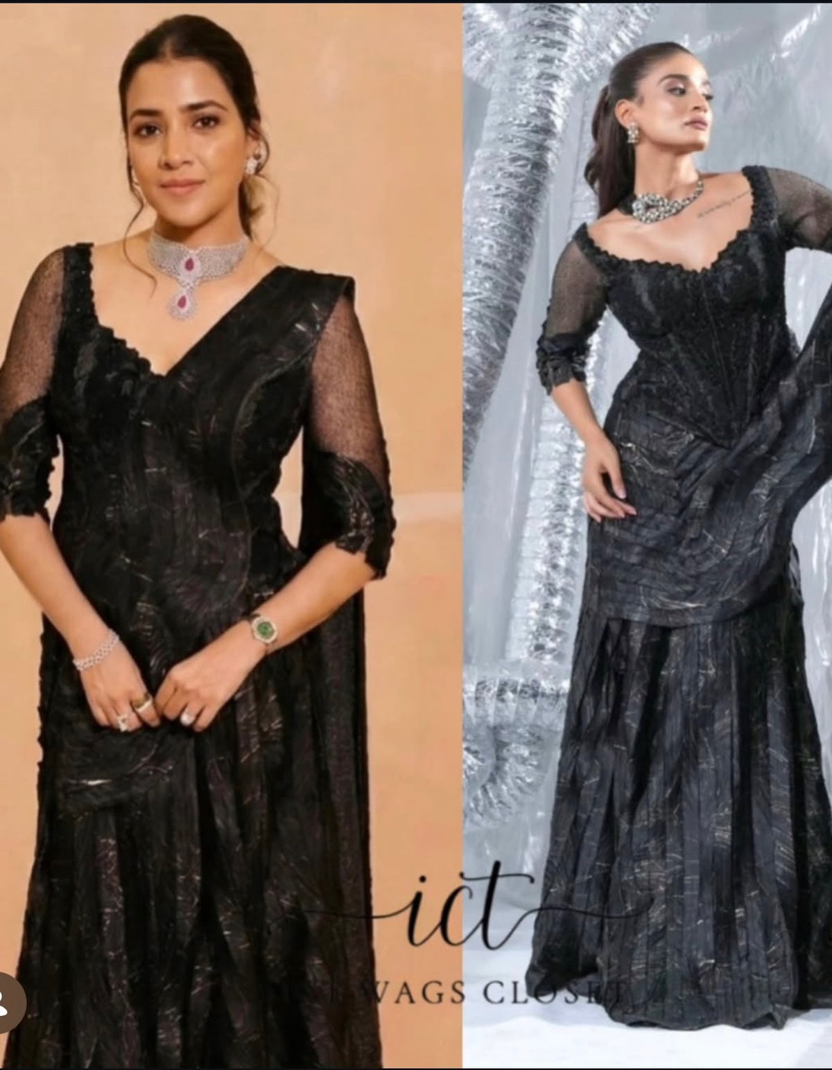 Priyanka raina Black corset saree, embellished with crushed and failed ethno strip with signature zardozdi embroidery neo