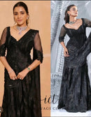Priyanka raina Black corset saree, embellished with crushed and failed ethno strip with signature zardozdi embroidery neo