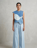 Paneled top stonned with plated pants denim ( street wear | Resort wear )