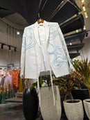 Linen shreds carnival blazer set