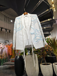 Linen shreds carnival blazer set