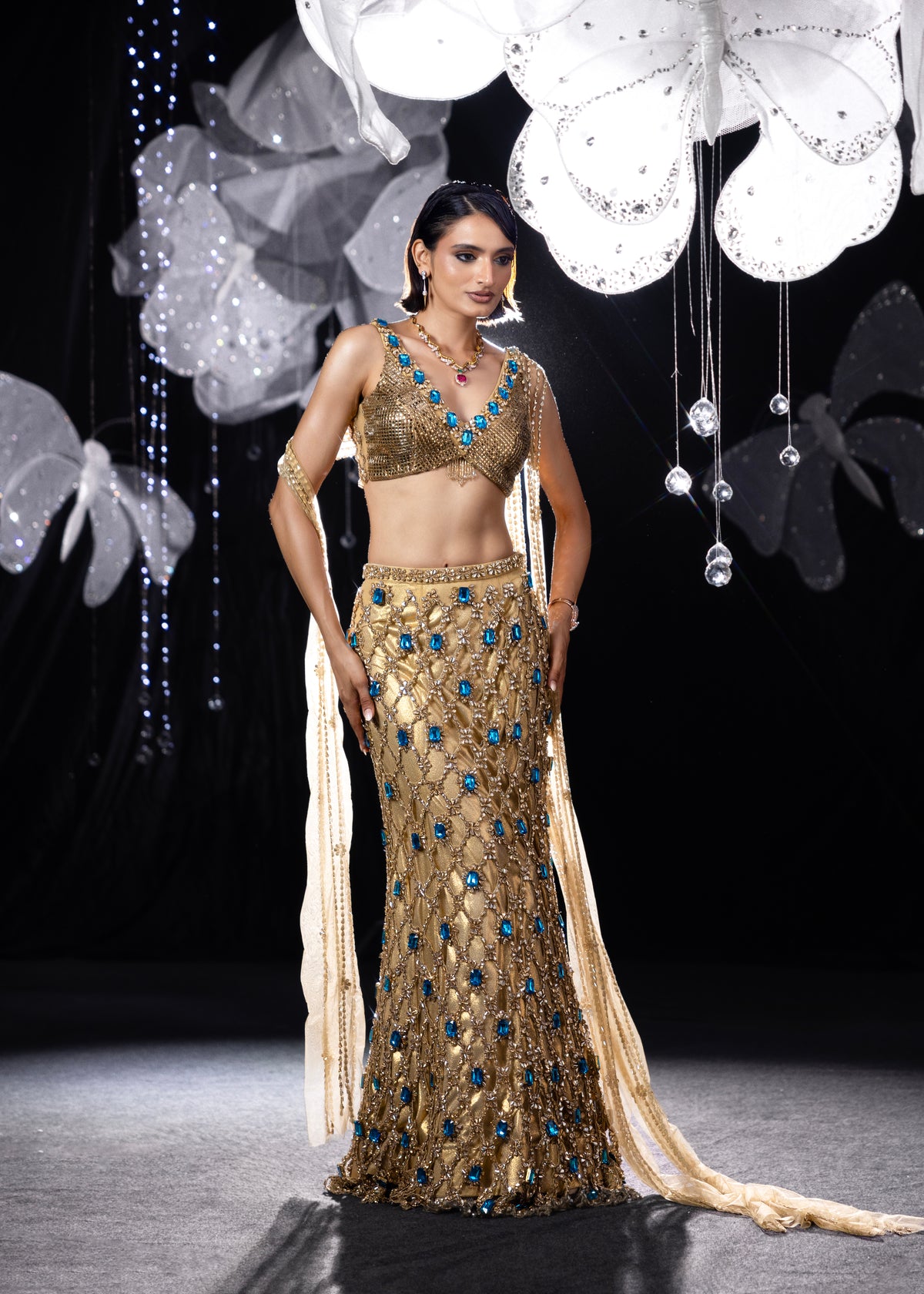 Gold alaya lehanga set
