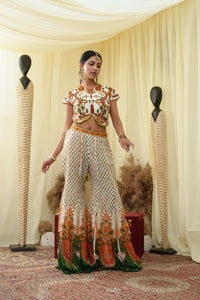 Drop shoulder top with sharara gota pure zardozi