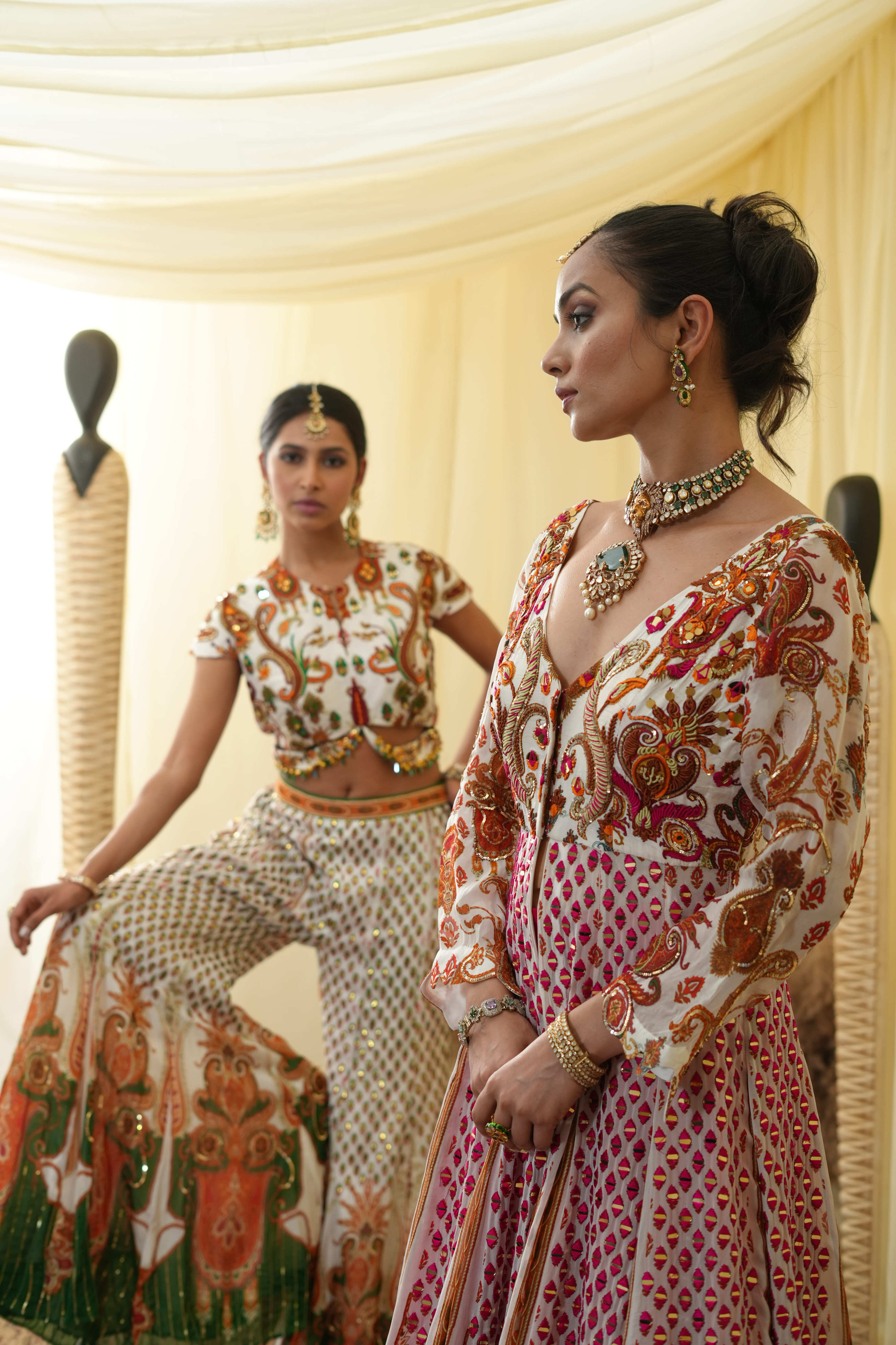 Drop shoulder top with sharara gota pure zardozi